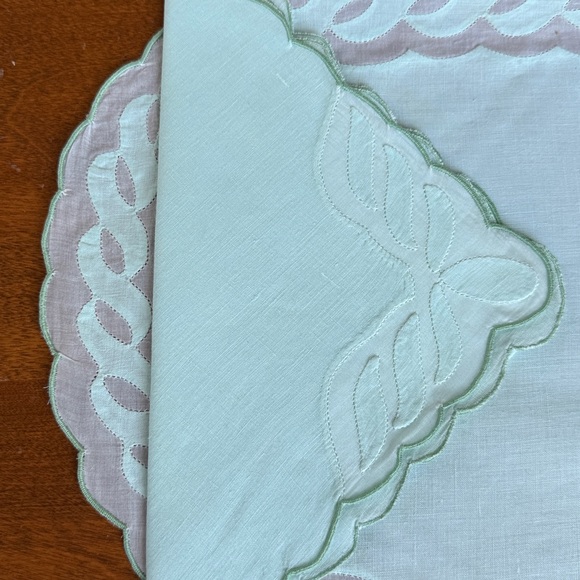 Other - Vintage Embroidered Napkins & Placemats in a soft seafoam green- set of 4